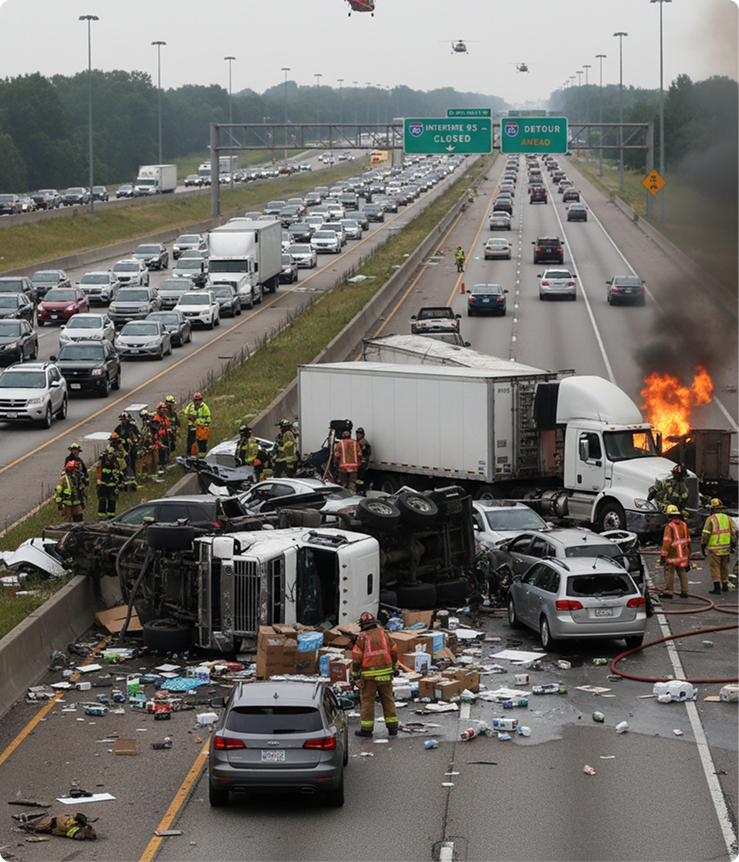 Truck accident roadway