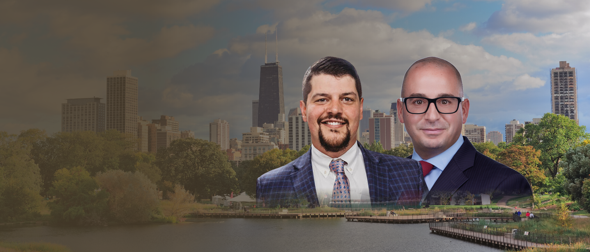Vito and Dollenmaier attorneys in front of the Chicago skyline